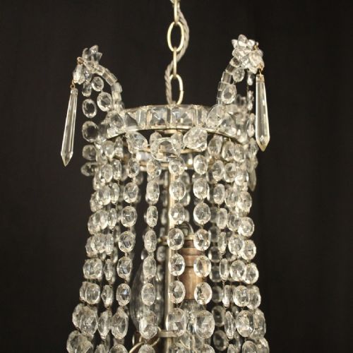 FRENCH TENT WATERFALL TRIPLE LIGHT ANTIQUE CHANDELIER - ADDITIONAL PHOTO 7