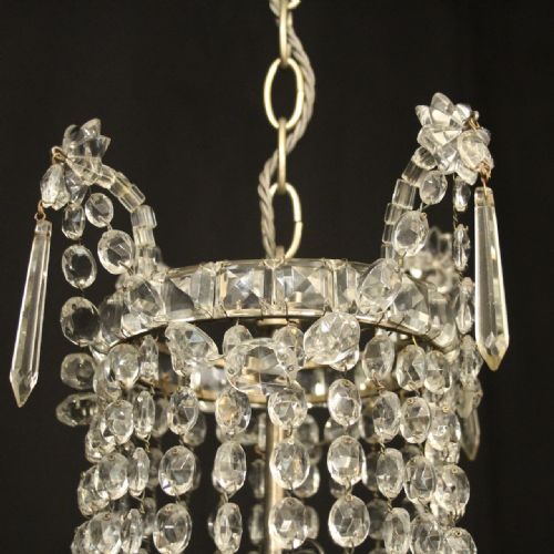 FRENCH TENT WATERFALL TRIPLE LIGHT ANTIQUE CHANDELIER - ADDITIONAL PHOTO 8