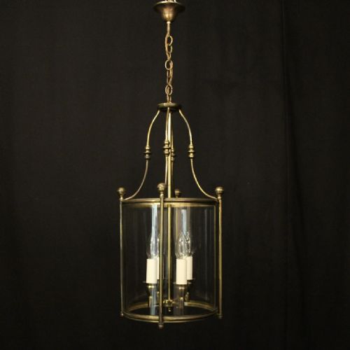 ENGLISH CONVEX GILDED FOUR LIGHT HALL LANTERN - ADDITIONAL PHOTO 1