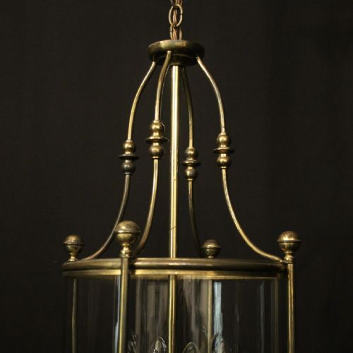ENGLISH CONVEX GILDED FOUR LIGHT HALL LANTERN - ADDITIONAL PHOTO 2