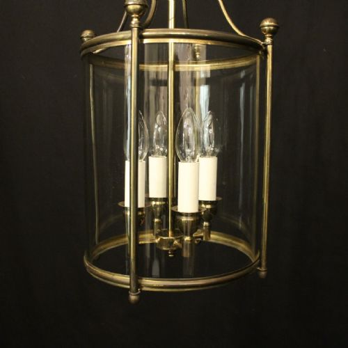 ENGLISH CONVEX GILDED FOUR LIGHT HALL LANTERN - ADDITIONAL PHOTO 7