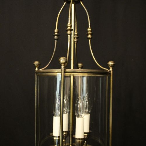 ENGLISH CONVEX GILDED FOUR LIGHT HALL LANTERN - ADDITIONAL PHOTO 8