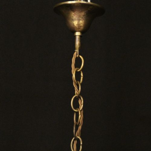 ENGLISH CONVEX GILDED FOUR LIGHT HALL LANTERN - ADDITIONAL PHOTO 9