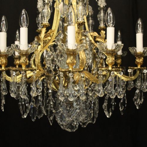 FRENCH GILDED BRONZE 13 LIGHT ANTIQUE CHANDELIER - ADDITIONAL PHOTO 2