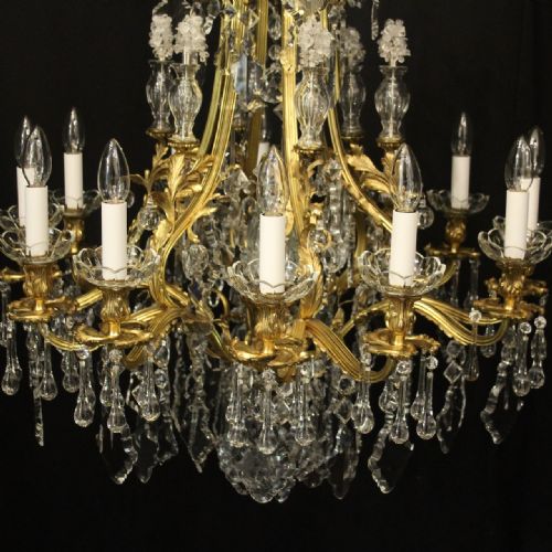 FRENCH GILDED BRONZE 13 LIGHT ANTIQUE CHANDELIER - ADDITIONAL PHOTO 5