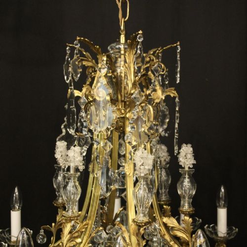FRENCH GILDED BRONZE 13 LIGHT ANTIQUE CHANDELIER - ADDITIONAL PHOTO 7