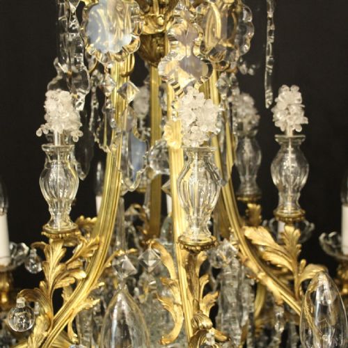 FRENCH GILDED BRONZE 13 LIGHT ANTIQUE CHANDELIER - ADDITIONAL PHOTO 8