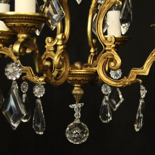 FRENCH GILDED CRYSTAL 4 LIGHT CHANDELIER - ADDITIONAL PHOTO 6