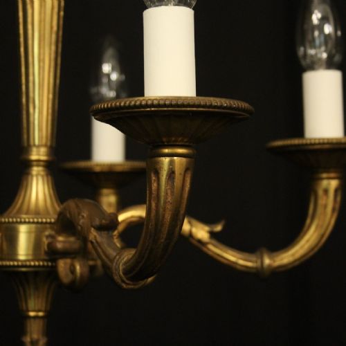 FRENCH GILDED BRONZE 5 LIGHT ANTIQUE CHANDELIER - ADDITIONAL PHOTO 6