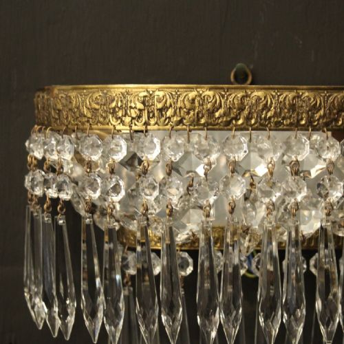 FRENCH PAIR CRYSTAL ANTIQUE WALL LIGHTS - ADDITIONAL PHOTO 3