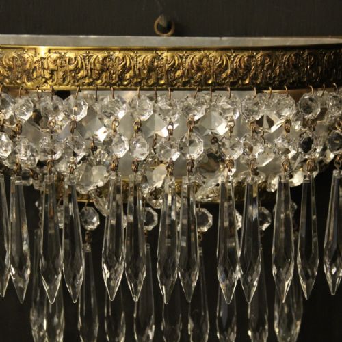 FRENCH PAIR CRYSTAL ANTIQUE WALL LIGHTS - ADDITIONAL PHOTO 4
