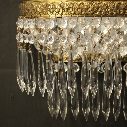 FRENCH PAIR CRYSTAL ANTIQUE WALL LIGHTS - ADDITIONAL PHOTO 5