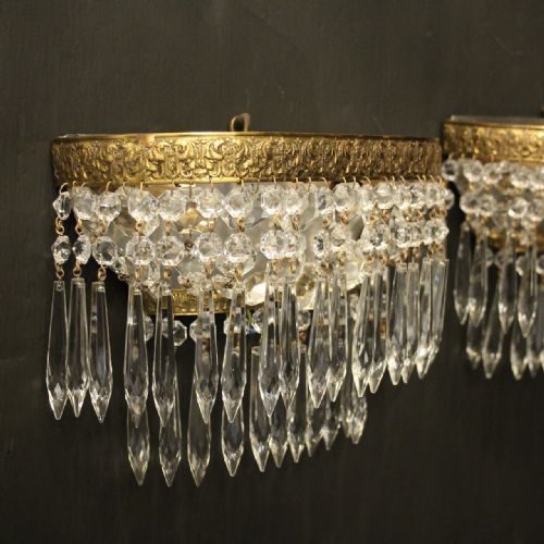 FRENCH PAIR CRYSTAL ANTIQUE WALL LIGHTS - ADDITIONAL PHOTO 7
