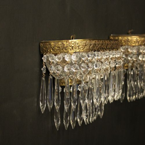 FRENCH PAIR CRYSTAL ANTIQUE WALL LIGHTS - ADDITIONAL PHOTO 8