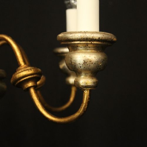 ITALIAN FLORENTINE 5 LIGHT GILTWOOD CHANDELIER - ADDITIONAL PHOTO 6