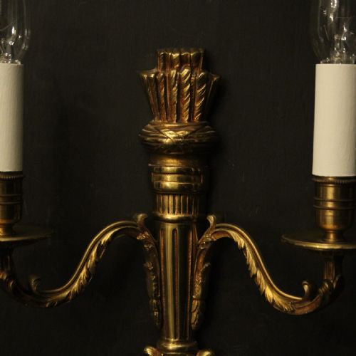 FRENCH EMPIRE SET OF 6 GILDED BRASS ANTIQUE WALL LIGHTS - ADDITIONAL PHOTO 2