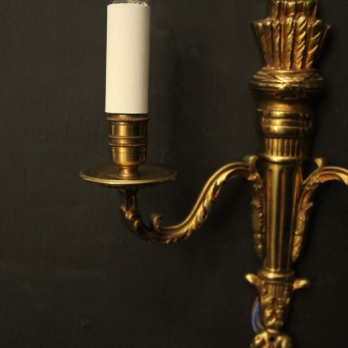 FRENCH EMPIRE SET OF 6 GILDED BRASS ANTIQUE WALL LIGHTS - ADDITIONAL PHOTO 4