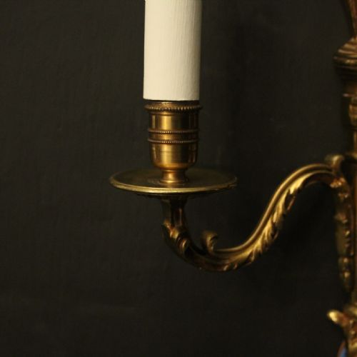 FRENCH EMPIRE SET OF 6 GILDED BRASS ANTIQUE WALL LIGHTS - ADDITIONAL PHOTO 5