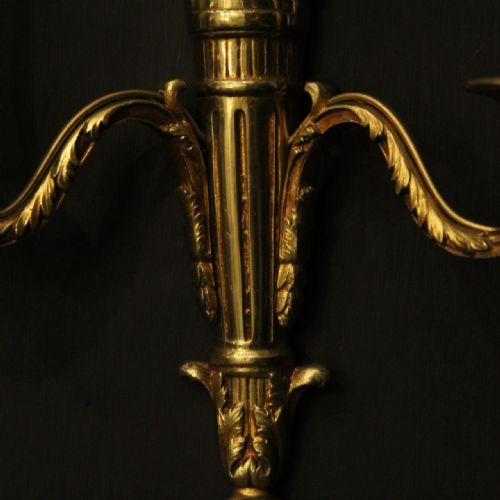 FRENCH EMPIRE SET OF 6 GILDED BRASS ANTIQUE WALL LIGHTS - ADDITIONAL PHOTO 6