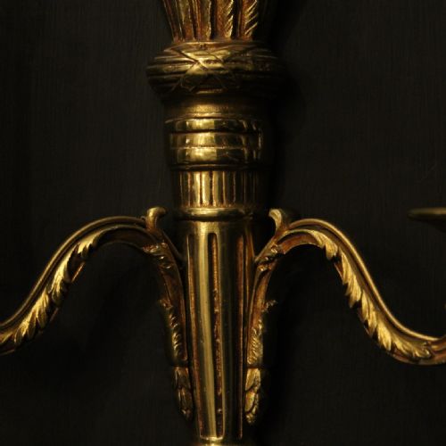 FRENCH EMPIRE SET OF 6 GILDED BRASS ANTIQUE WALL LIGHTS - ADDITIONAL PHOTO 7