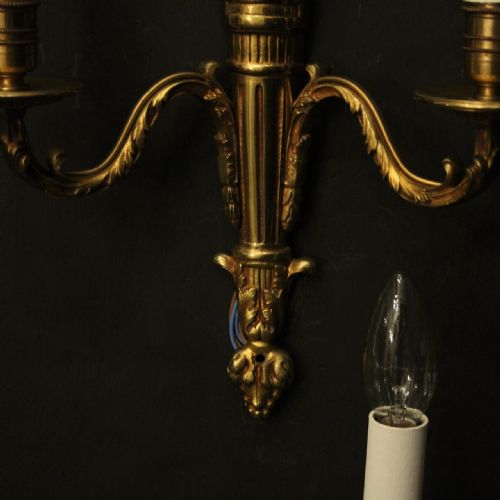 FRENCH EMPIRE SET OF 6 GILDED BRASS ANTIQUE WALL LIGHTS - ADDITIONAL PHOTO 8
