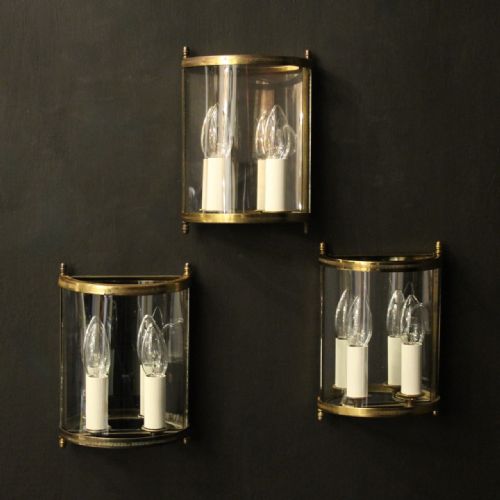 french set of three gilded convex half lanterns - CATEGORY: ANTIQUE LIGHTING - DATED 1930