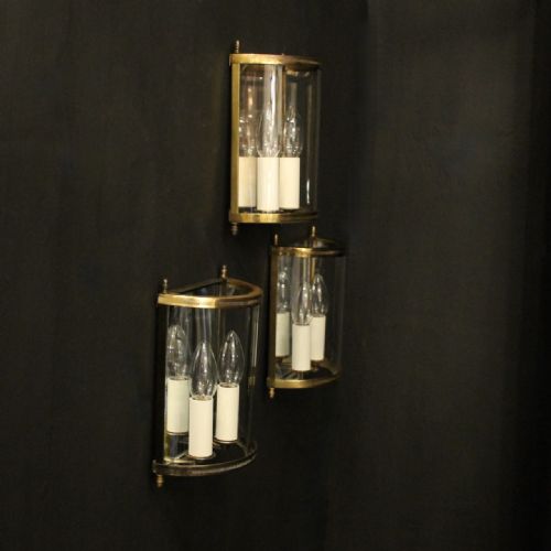 FRENCH SET OF THREE GILDED CONVEX HALF LANTERNS - ADDITIONAL PHOTO 9