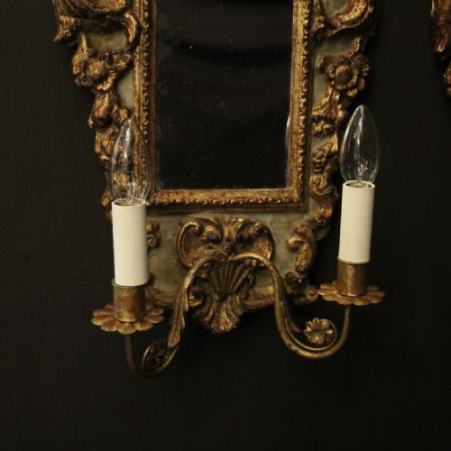 FLORENTINE PAIR OF GILTWOOD ANTIQUE GIRANDOLES - ADDITIONAL PHOTO 6