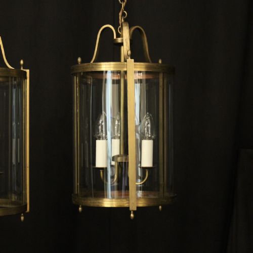 FRENCH PAIR OF GILDED CONVEX ANTIQUE LANTERNS - ADDITIONAL PHOTO 1