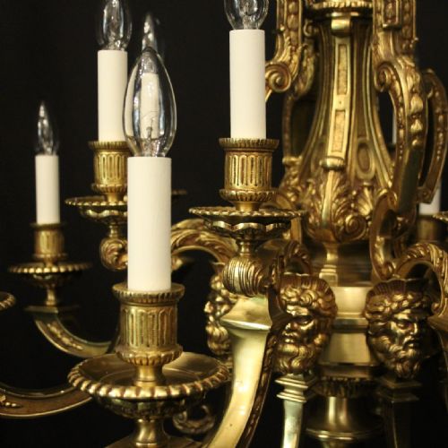 FRENCH LARGE GILDED BRONZE 16 LIGHT DOUBLE TIERED CHANDELIER - ADDITIONAL PHOTO 5
