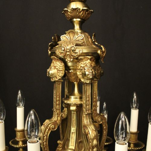 FRENCH LARGE GILDED BRONZE 16 LIGHT DOUBLE TIERED CHANDELIER - ADDITIONAL PHOTO 6