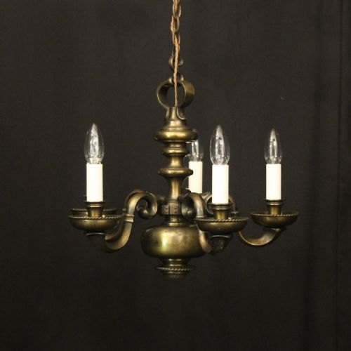 english bronze 5 light antique chandelier - CATEGORY: ANTIQUE LIGHTING - DATED 1900