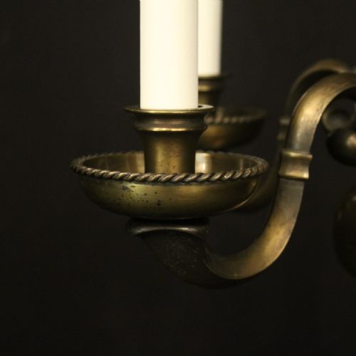 ENGLISH BRONZE 5 LIGHT ANTIQUE CHANDELIER - ADDITIONAL PHOTO 2