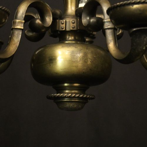 ENGLISH BRONZE 5 LIGHT ANTIQUE CHANDELIER - ADDITIONAL PHOTO 4