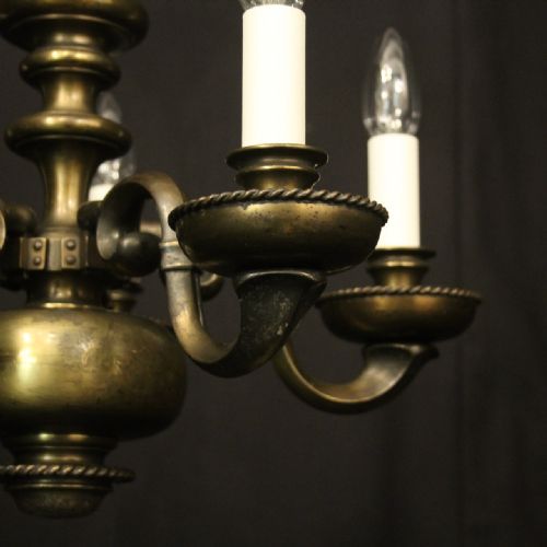 ENGLISH BRONZE 5 LIGHT ANTIQUE CHANDELIER - ADDITIONAL PHOTO 5