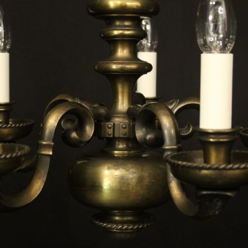 ENGLISH BRONZE 5 LIGHT ANTIQUE CHANDELIER - ADDITIONAL PHOTO 6
