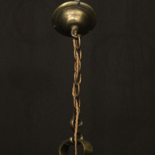 ENGLISH BRONZE 5 LIGHT ANTIQUE CHANDELIER - ADDITIONAL PHOTO 9