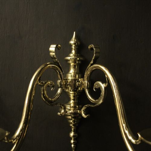FLEMISH SET OF 4 BRASS ANTIQUE WALL LIGHTS - ADDITIONAL PHOTO 2