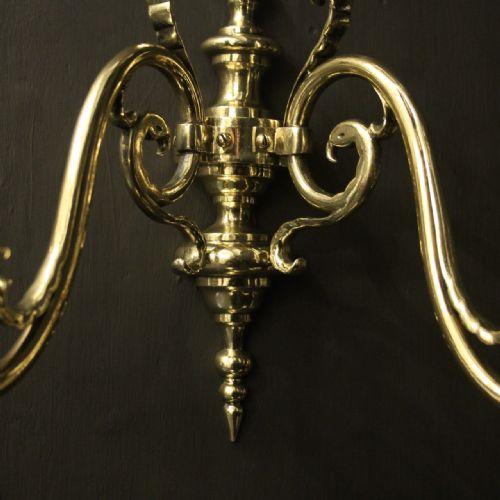 FLEMISH SET OF 4 BRASS ANTIQUE WALL LIGHTS - ADDITIONAL PHOTO 3