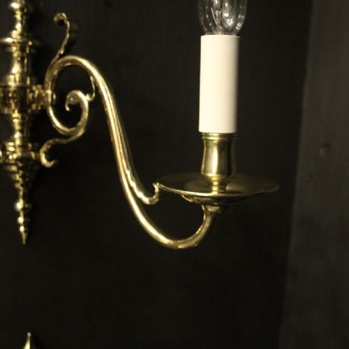FLEMISH SET OF 4 BRASS ANTIQUE WALL LIGHTS - ADDITIONAL PHOTO 6