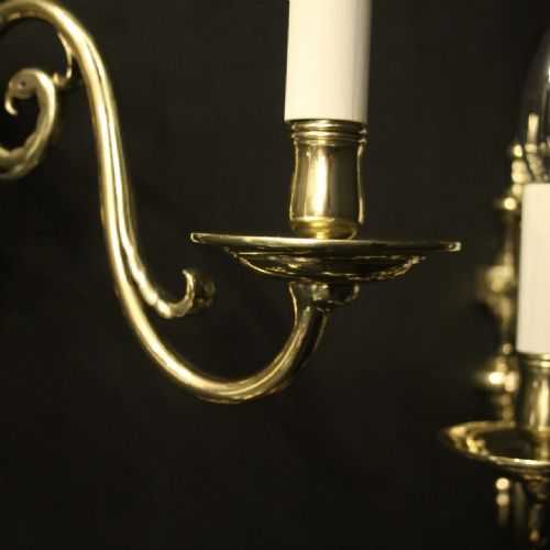 FLEMISH SET OF 4 BRASS ANTIQUE WALL LIGHTS - ADDITIONAL PHOTO 7