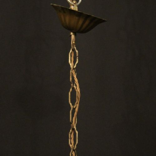 FRENCH TOLEWARE PORCELAIN 4 LIGHT FLOWER CHANDELIER - ADDITIONAL PHOTO 9