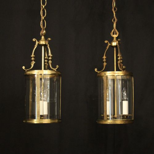 french pair of convex twin light antique lanterns - CATEGORY: ANTIQUE LIGHTING - DATED 1920