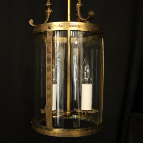 FRENCH PAIR OF CONVEX TWIN LIGHT ANTIQUE LANTERNS - ADDITIONAL PHOTO 3