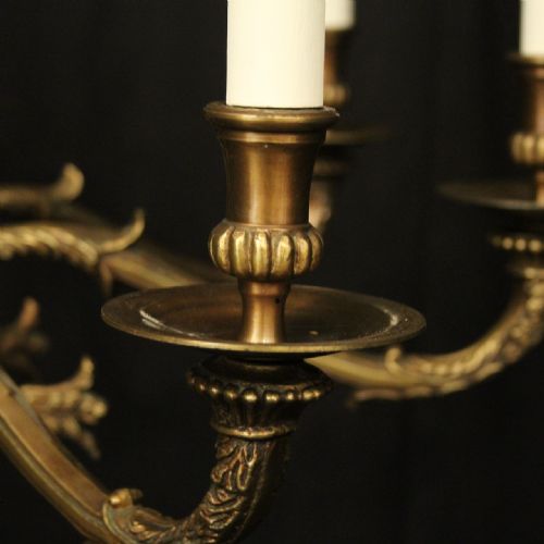ENGLISH OXIDISED BRASS 8 LIGHT CHANDELIER - ADDITIONAL PHOTO 3