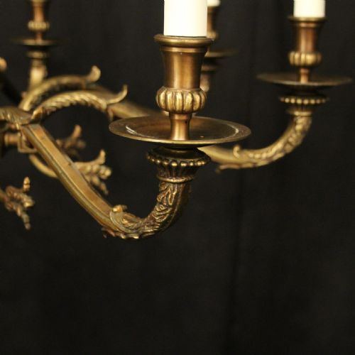 ENGLISH OXIDISED BRASS 8 LIGHT CHANDELIER - ADDITIONAL PHOTO 4