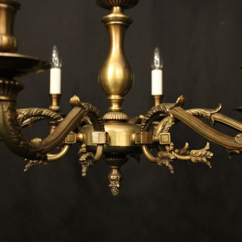 ENGLISH OXIDISED BRASS 8 LIGHT CHANDELIER - ADDITIONAL PHOTO 5
