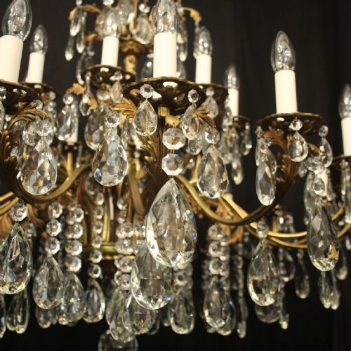 FRENCH LARGE 24 LIGHT GILDED DOUBLE TIERED ANTIQUE CHANDELIER - ADDITIONAL PHOTO 3