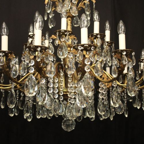 FRENCH LARGE 24 LIGHT GILDED DOUBLE TIERED ANTIQUE CHANDELIER - ADDITIONAL PHOTO 5