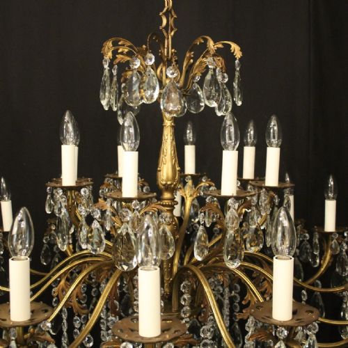 FRENCH LARGE 24 LIGHT GILDED DOUBLE TIERED ANTIQUE CHANDELIER - ADDITIONAL PHOTO 6